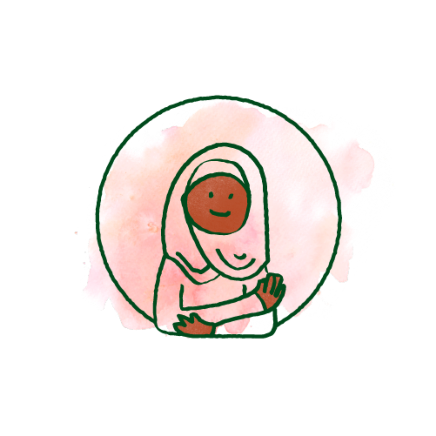 Drawing of a child with a light pink background