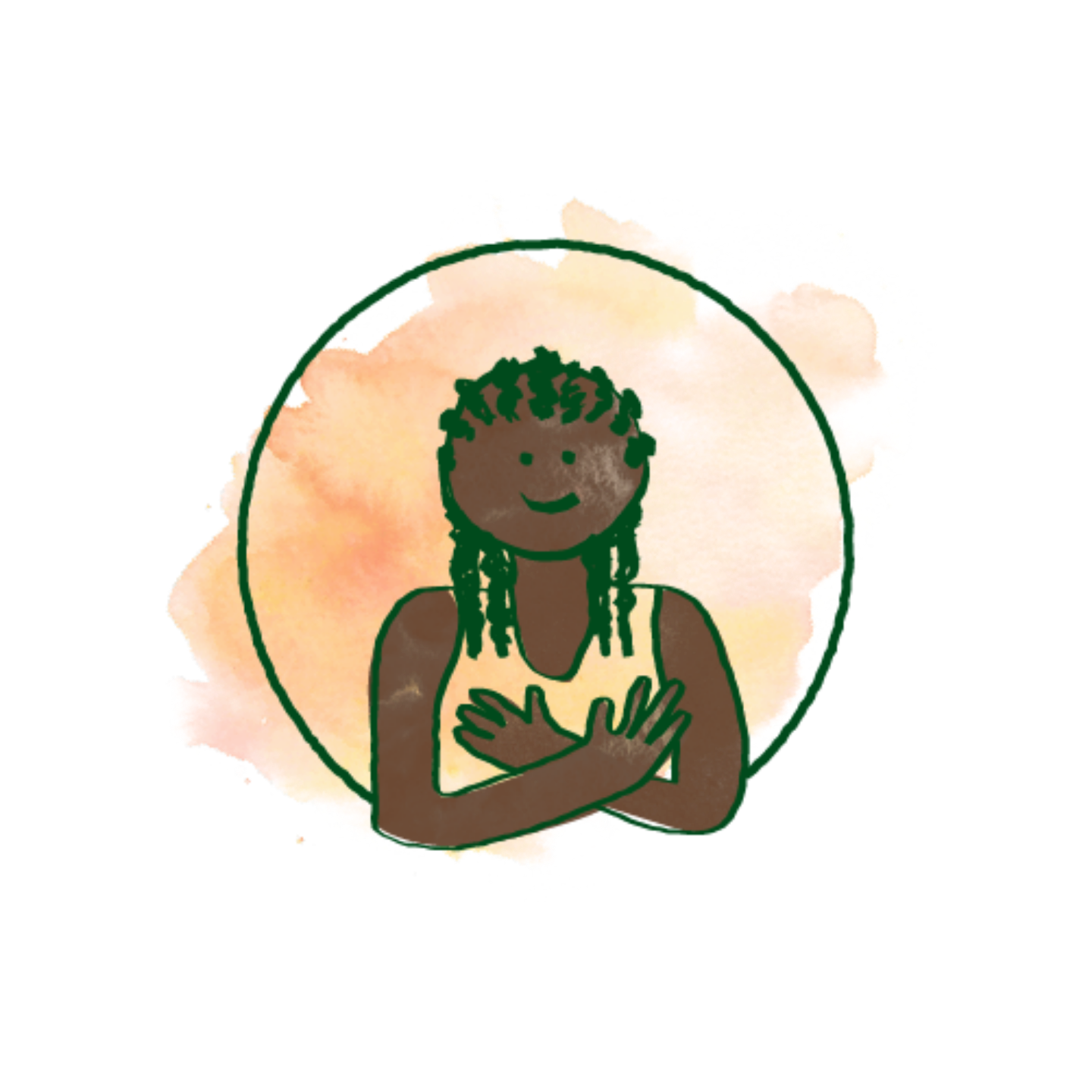Drawing of a child with a yellow background