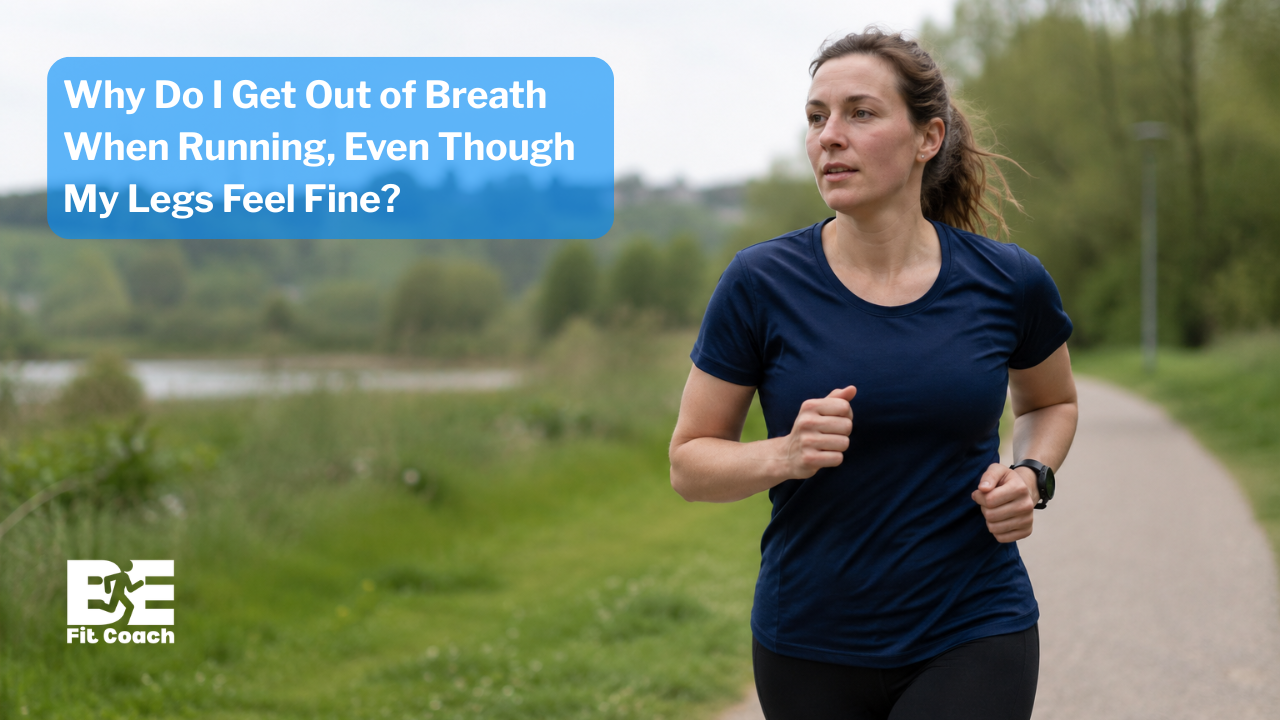 Beginner runner learning to control breathing during an outdoor running session