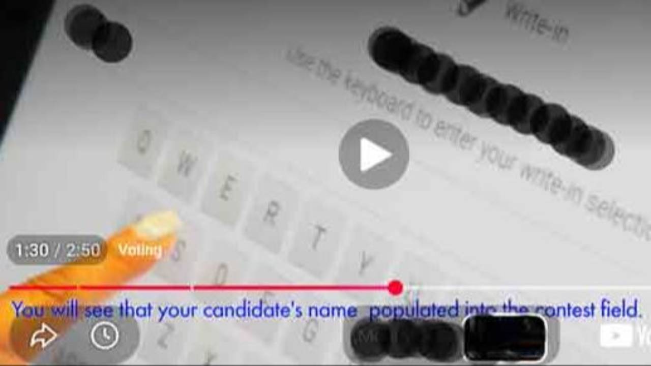 Express Vote XL Write In Screen Keyboard