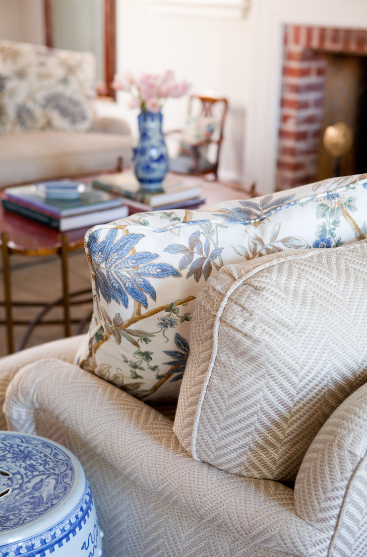 Bayshore Drive Newport Beach California living room textile detail