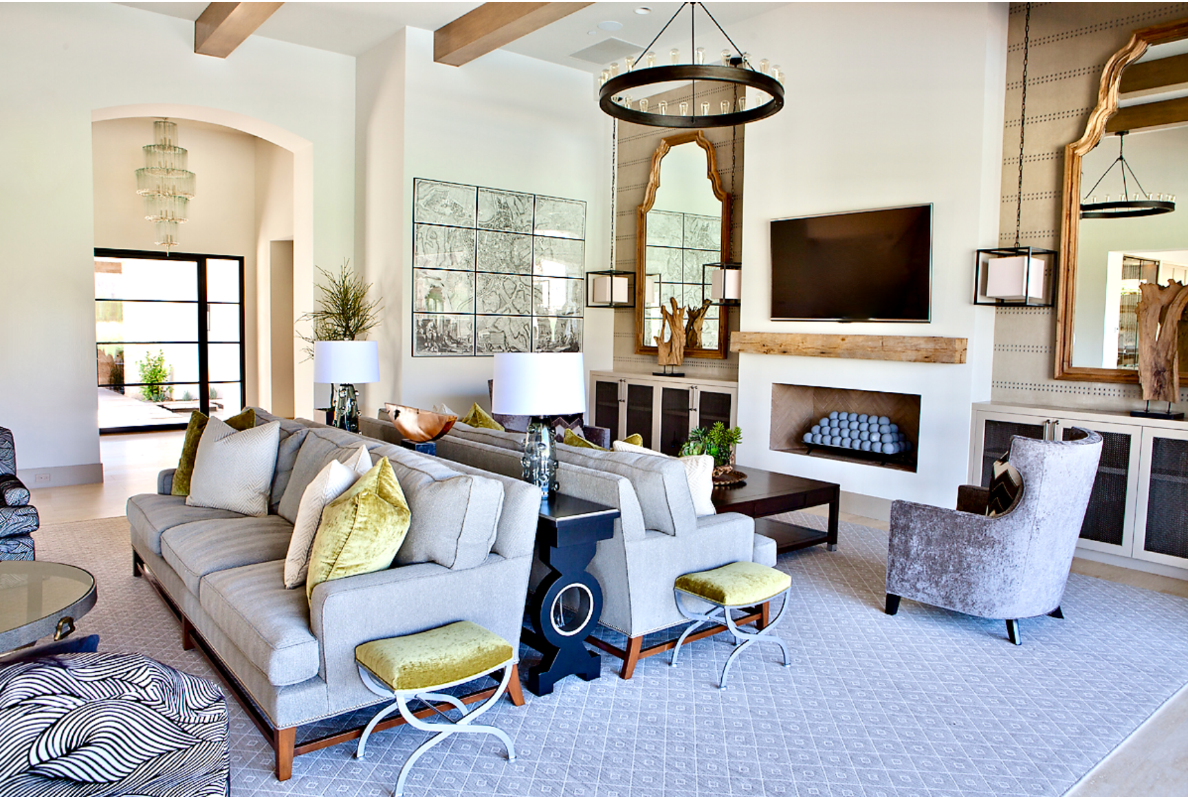 Via Pisa La Quinta California living room with fireplace