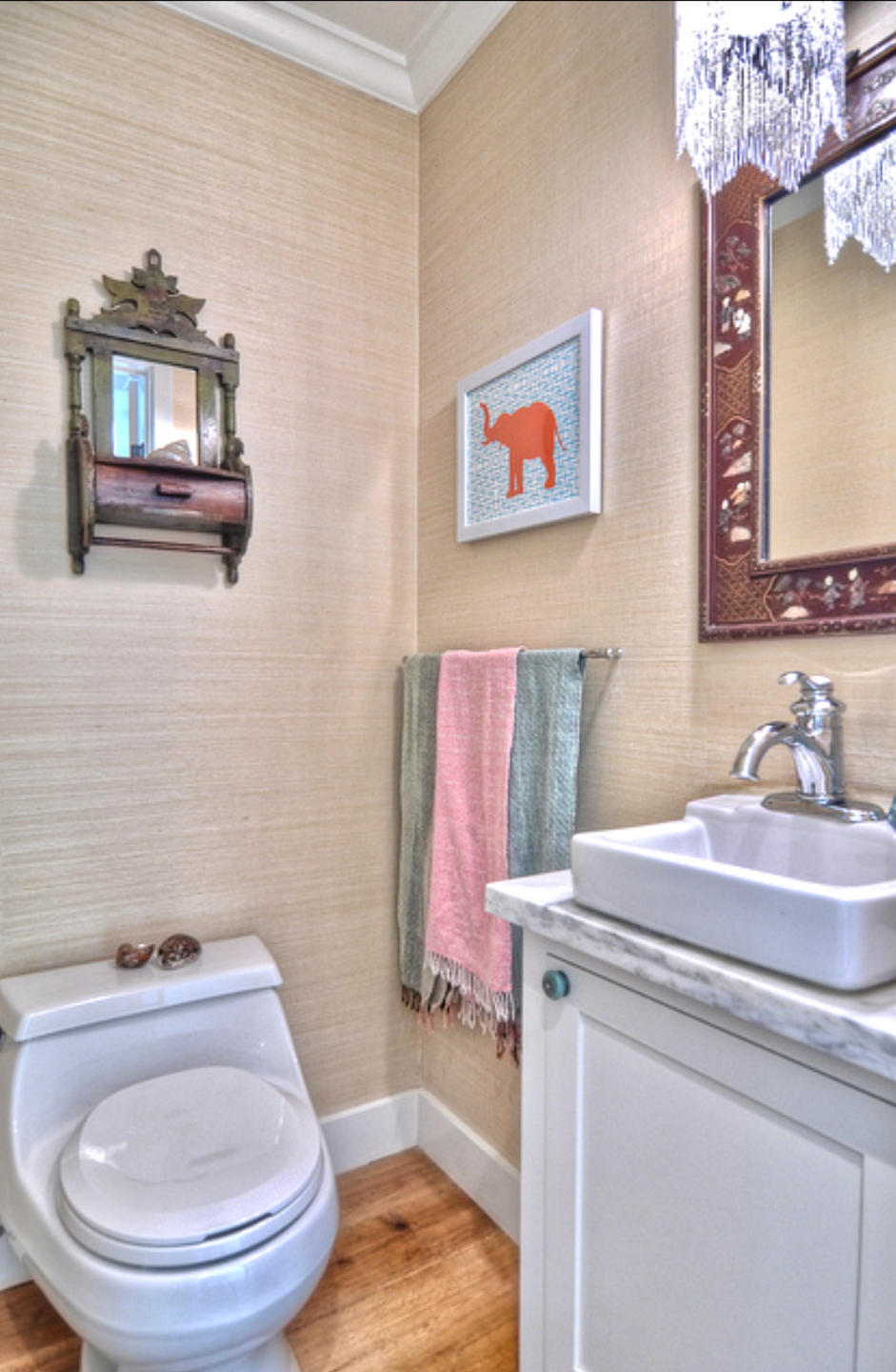 Vista Drive Newport Beach California powder room interior