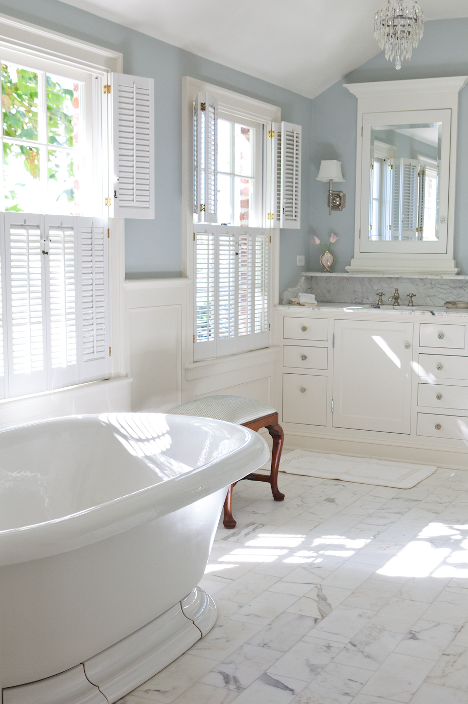 Bayshore Drive Newport Beach California bathroom with freestanding bathtub