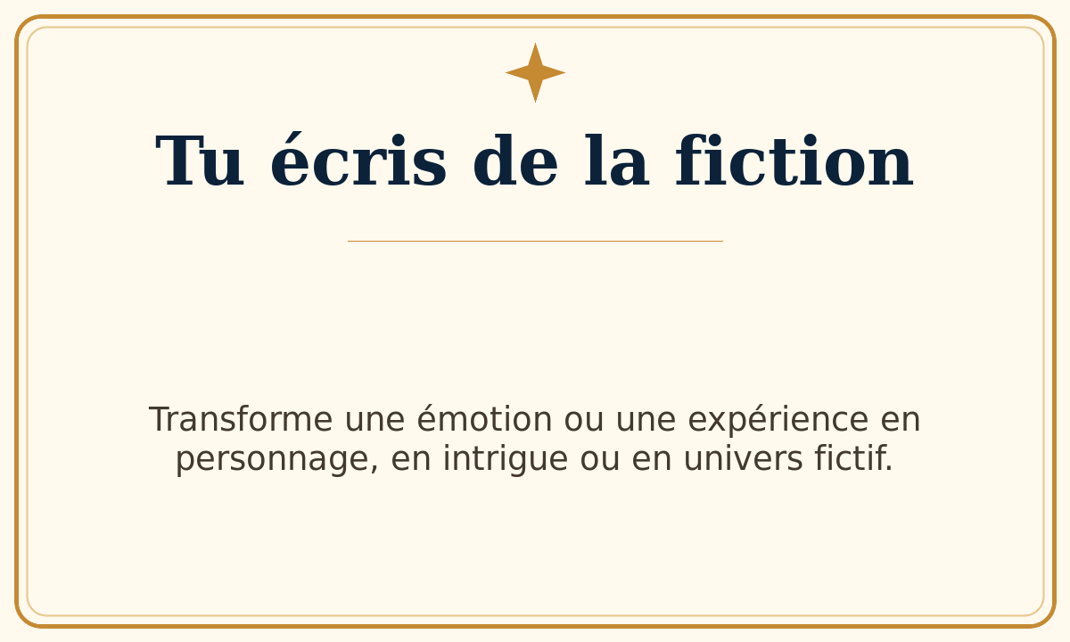 Tu écris de la fiction