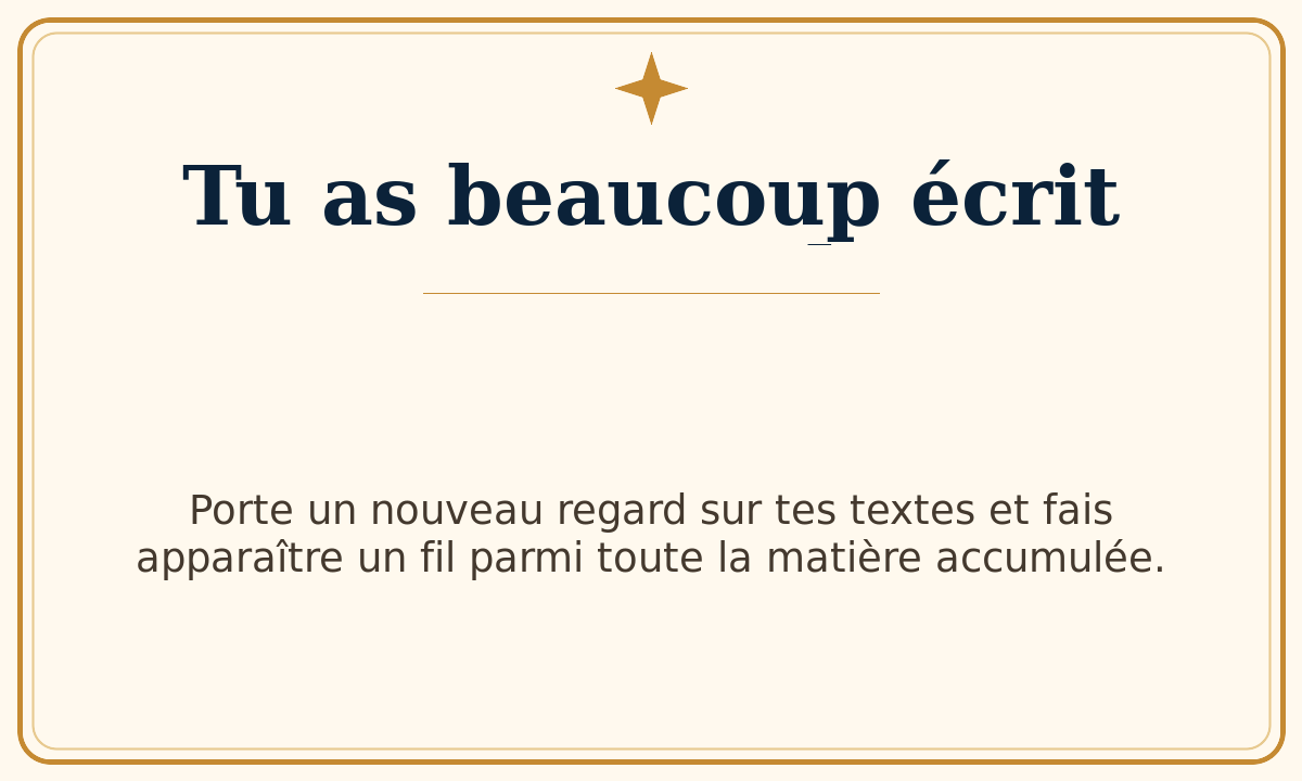 Tu as beaucoup écrit