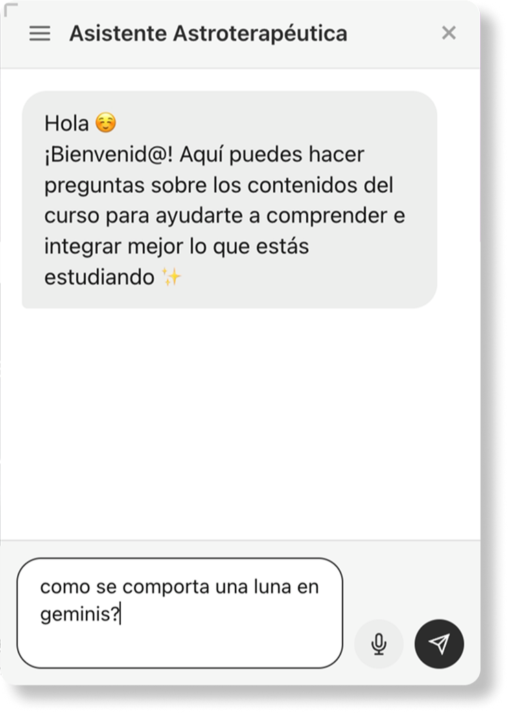 chat bot asistente astroterapéutica