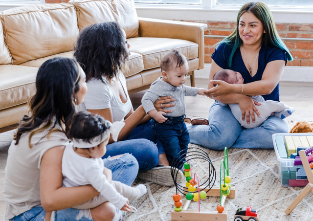 Mothers gathering in circle