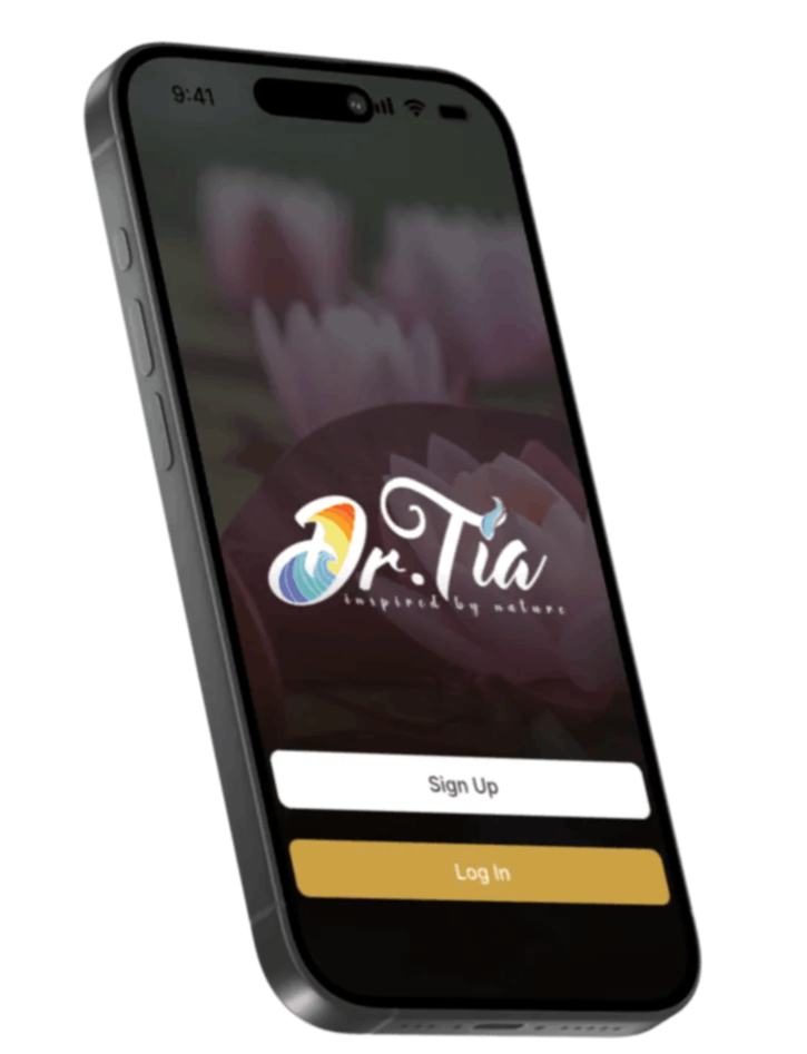 Dr. Tia mobile app login screen for holistic wellness and community access
