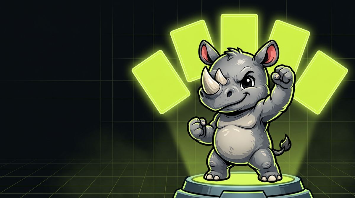 Baby Rhino mascot presenting the 5 adjustment plays