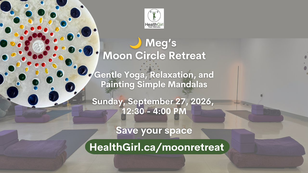 September Moon Circle Retreat at HealthGirl Studio in Chesterville featuring gentle yoga, relaxation, mandala painting, and a small-group retreat setting.