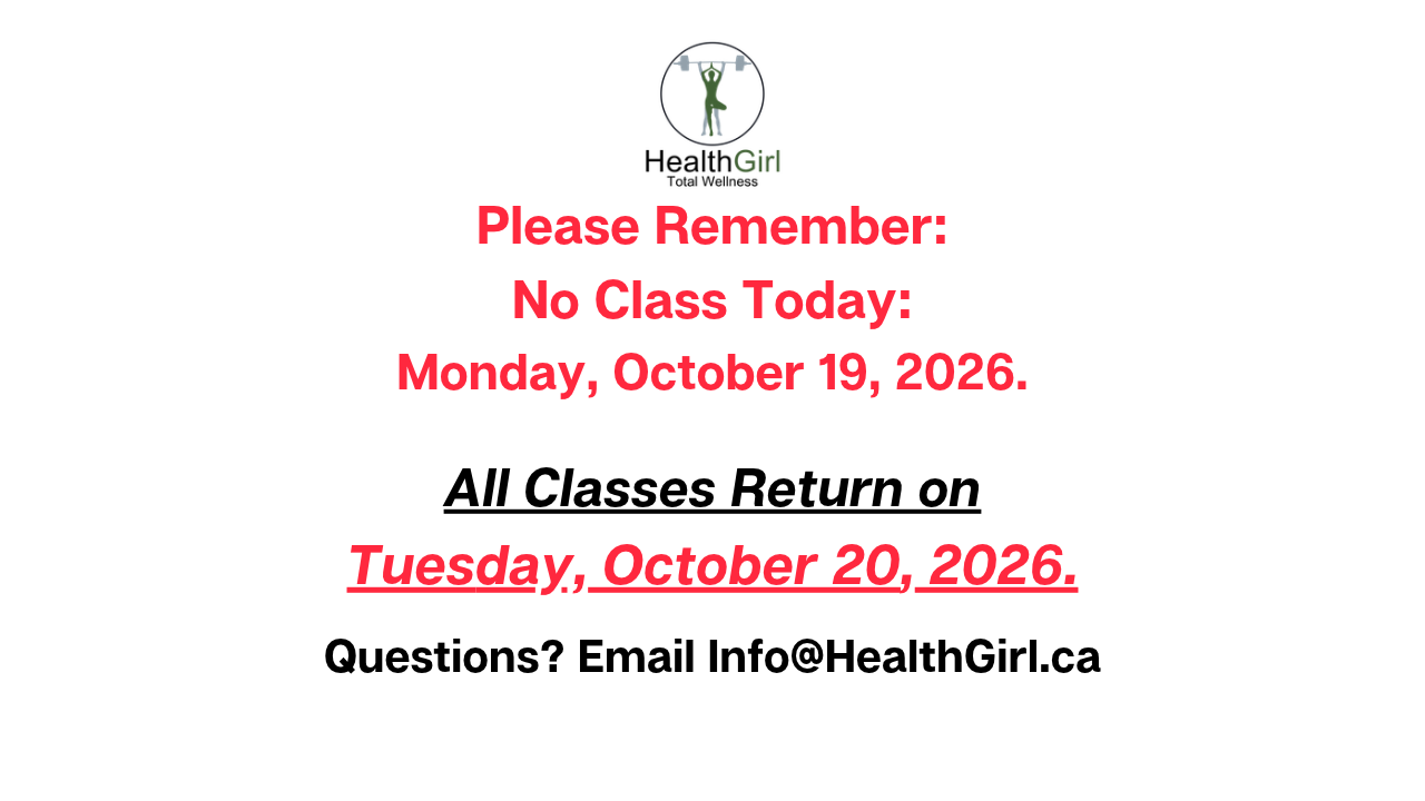 No Class Monday, October 19, 2026, Returning October 20, 2026