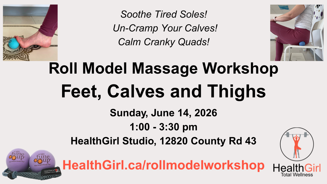 lower body massage workshop june 14 2026 at healthgirl roll model feet calves and thighs