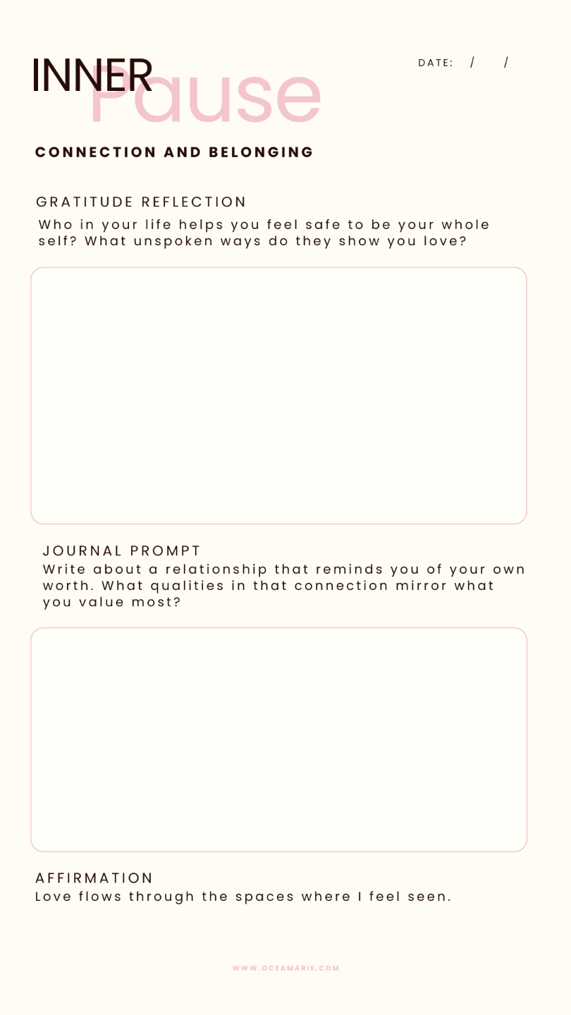 Connection and Belonging Inner Pause page