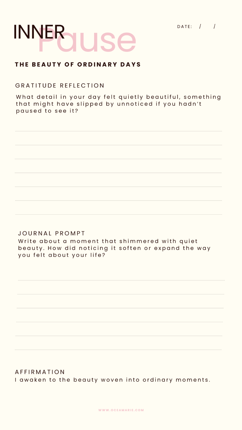 The Beauty of Ordinary Days Inner Pause page