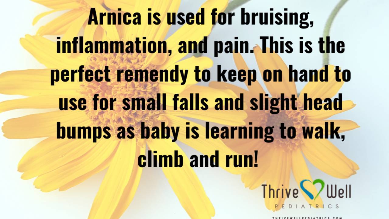 Using Arnica, an all natural and safe remedy, for Bumps and Bruises.