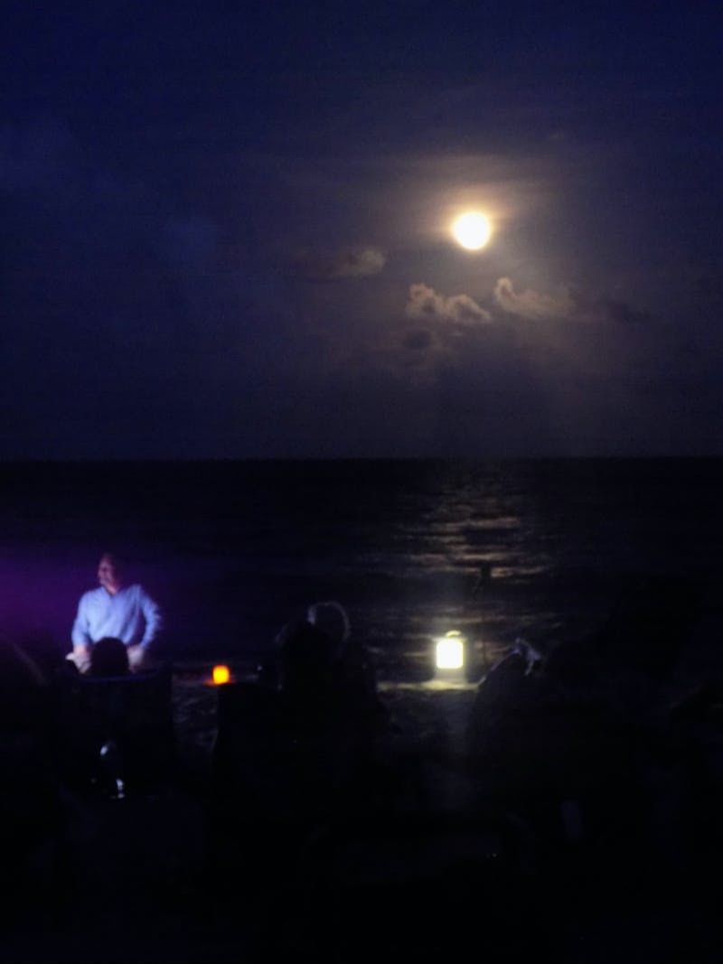 Full moon satsang on the beach, Boynton Beach, Florida