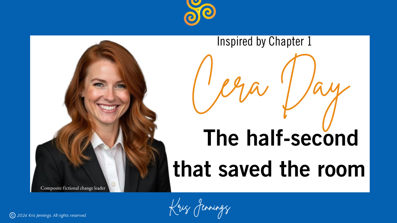 Photo of Cera Day fictional change leader from the book Inspired by Fear by Kris Jennings