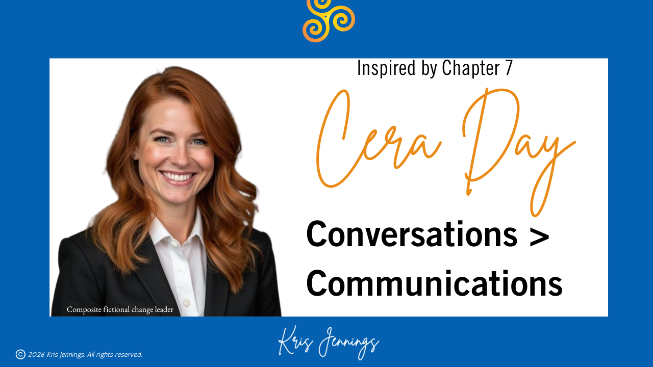 Picture of composite fictional change leader Cera Day with conversations over communications