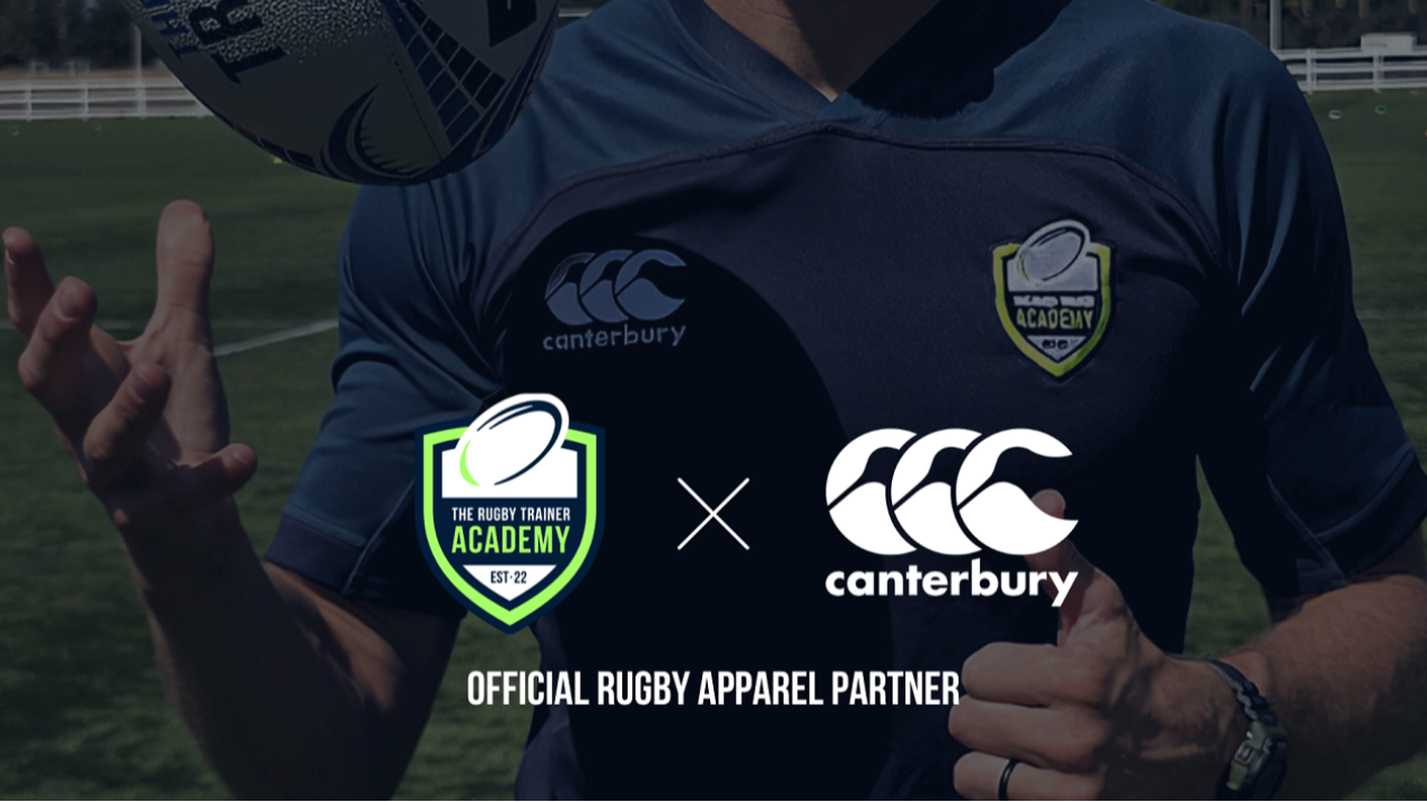 The Rugby Trainer Academy x Canterbury New Zealand Logos on background image of Ben John The Rugby Trainer