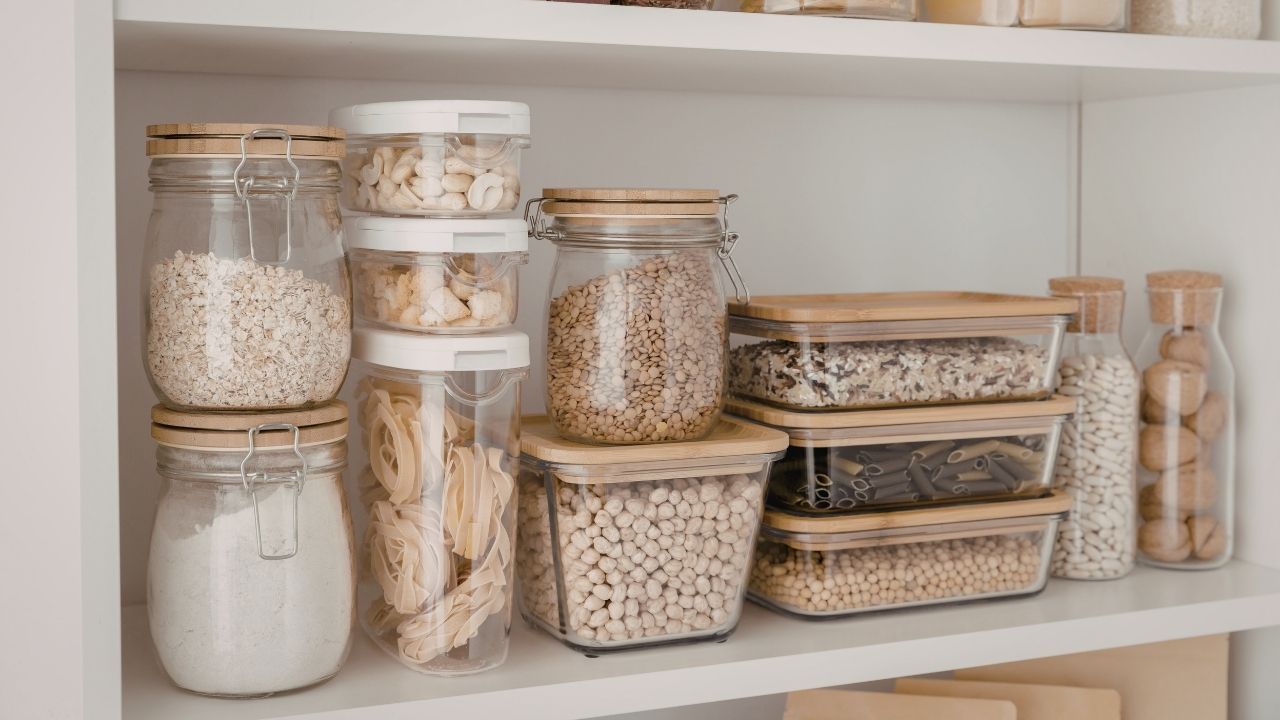 Stock photo of organizing shelves and home systems after a move