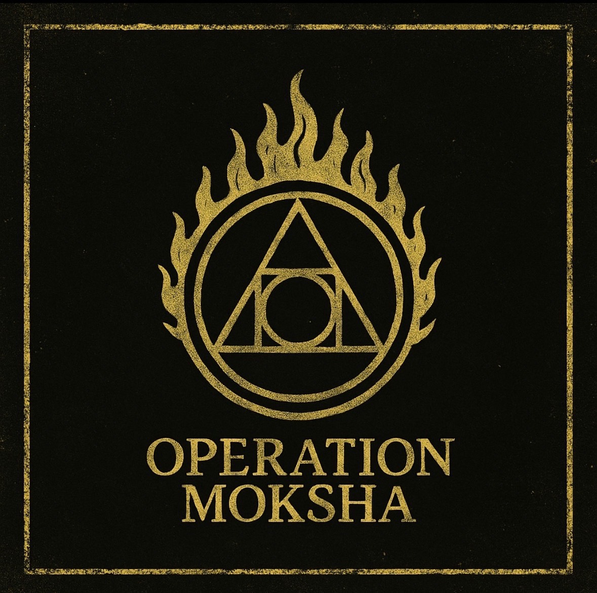 Operation Moksha flaming alchemical sigil logo