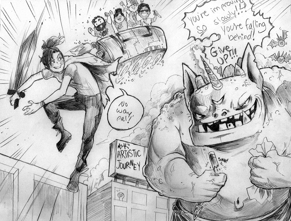 Ms. Kaitlyn's epic comic project, a sample of what campers will make