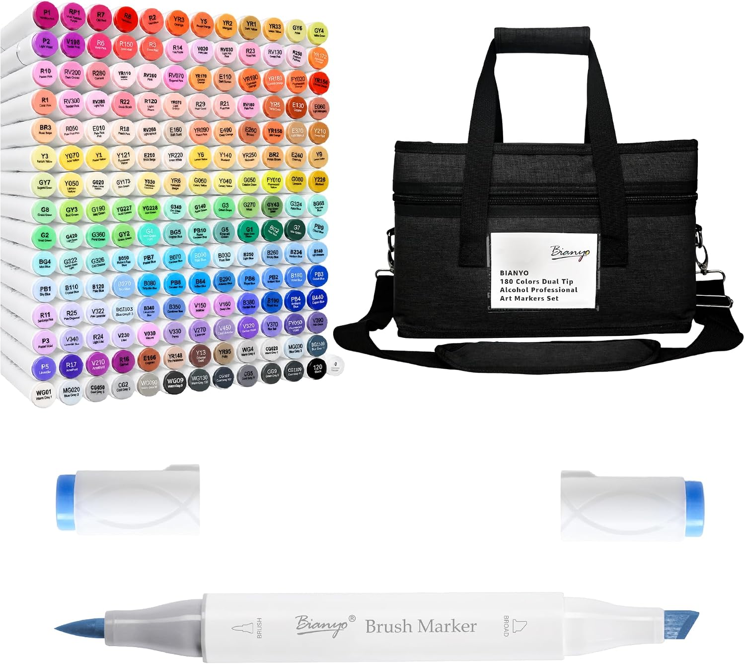 Bianyo dual-tip alcohol markers, 180 colors