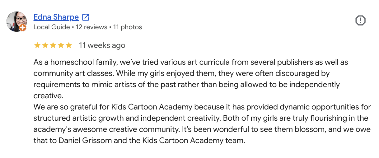 Five-star Google review from Edna