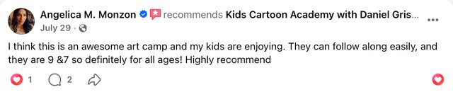 Facebook recommendation from a KCA parent