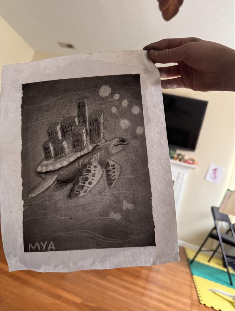 Charcoal animal drawing by a KCA student