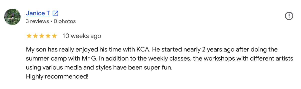 Five-star Google review from Janice