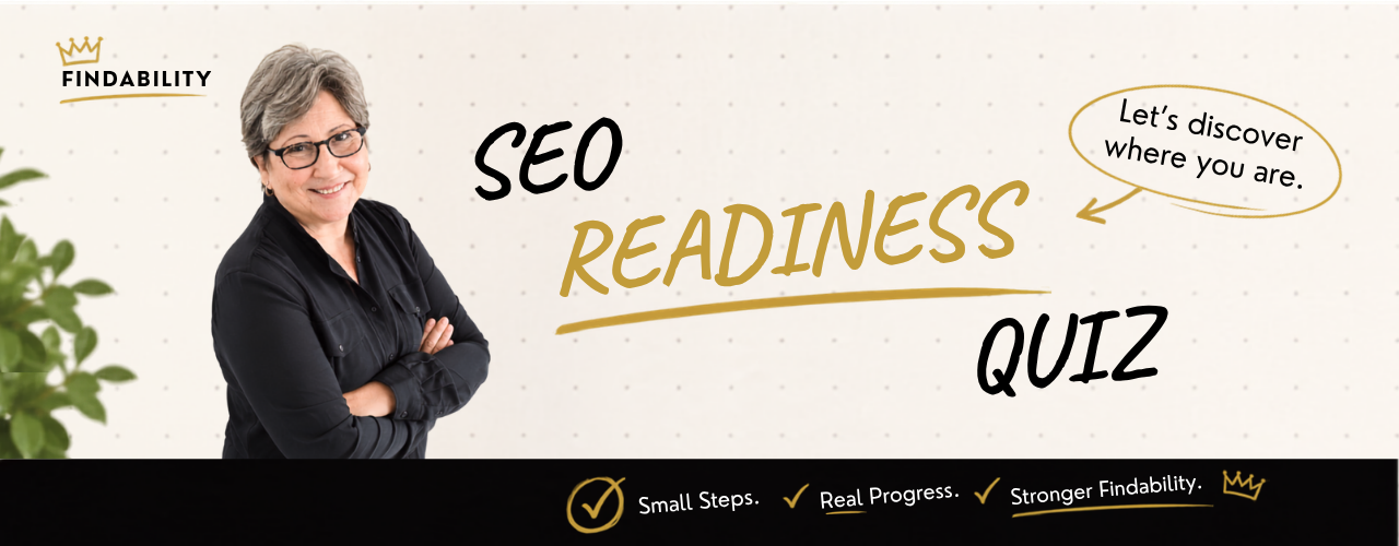 SEO Readiness Quiz with a photo of Denise Millet. let's discover where you are