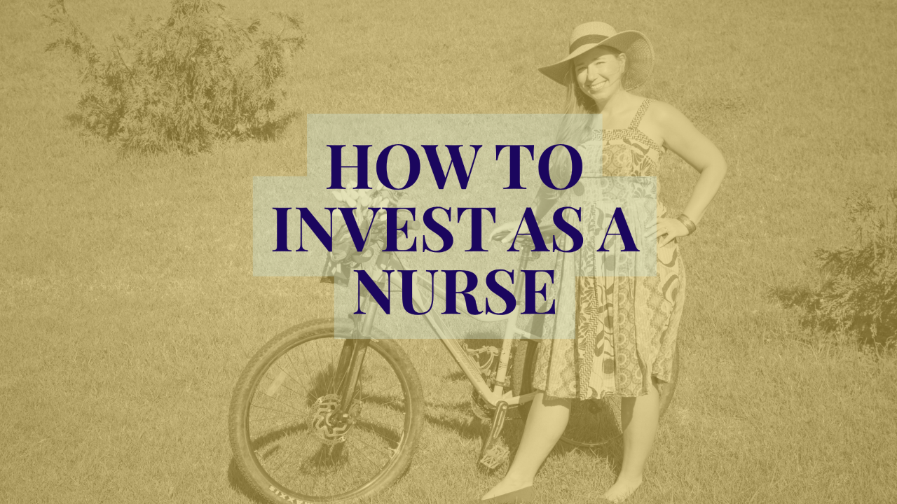 Angel Mathis outside with her bike, next to the words “How to Invest as a Nurse”