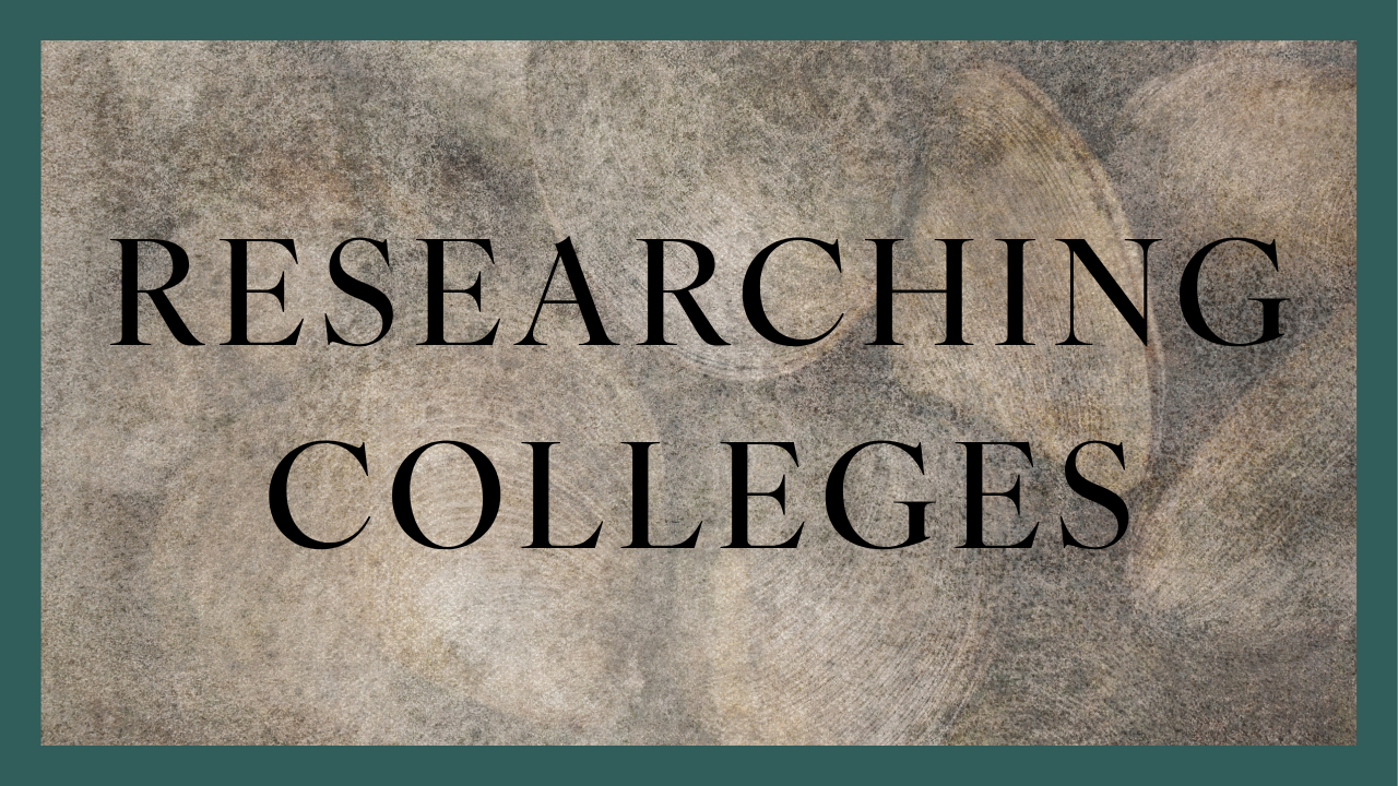 Researching Colleges text on background of shells, to represent The Curate Collection