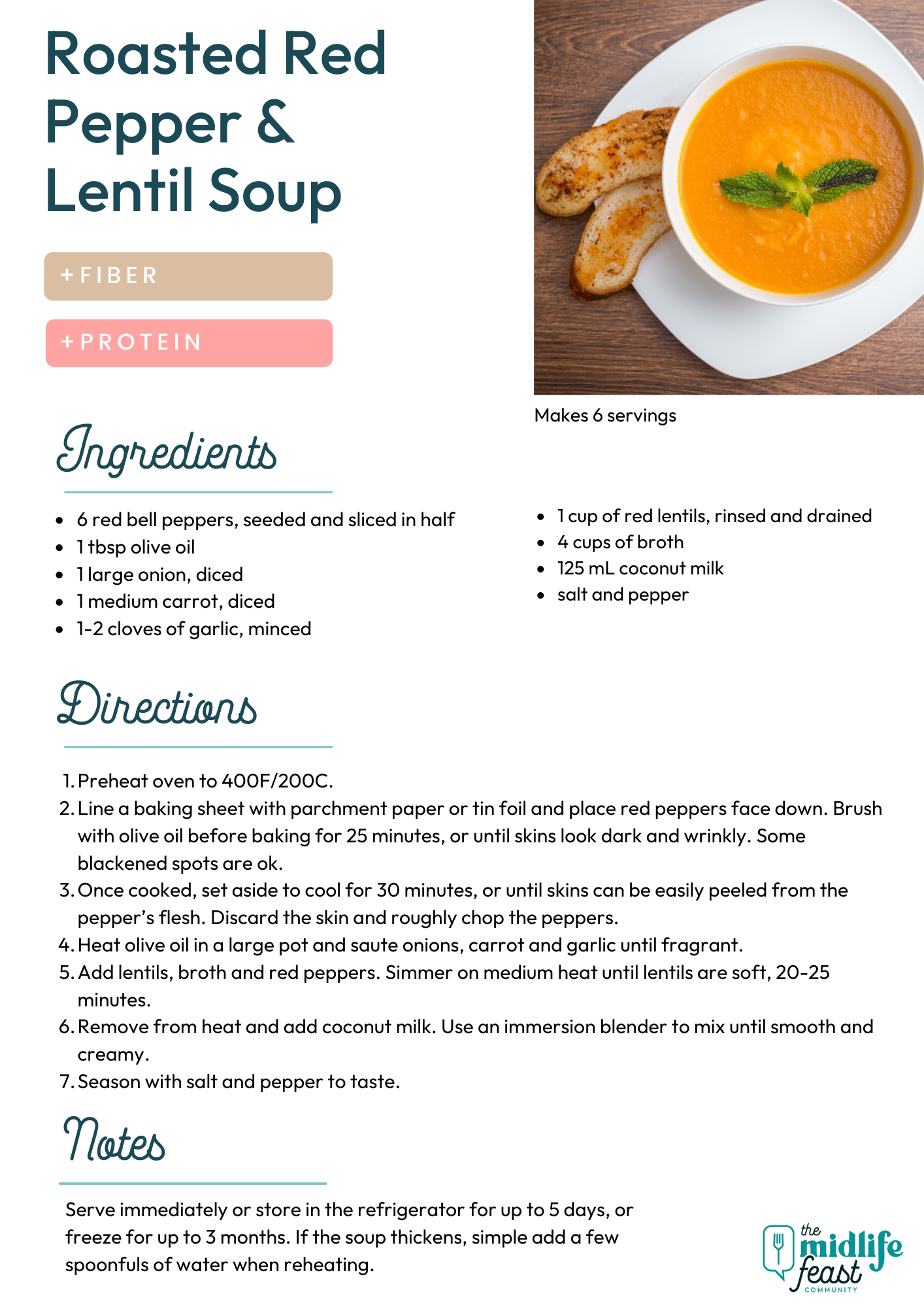 Roasted Red Pepper Lentil Soup Menopause