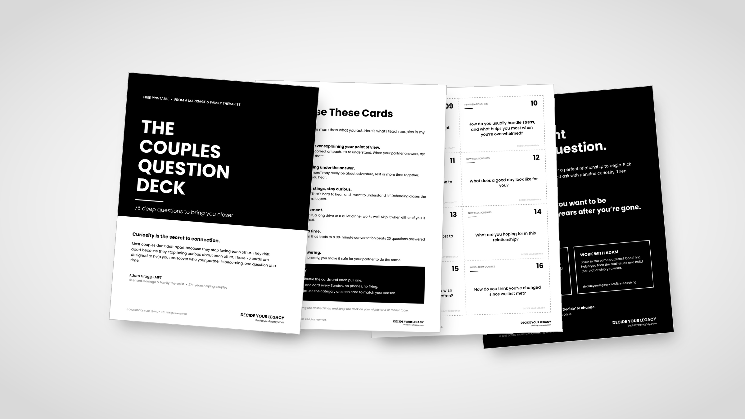 The Couples Question Deck printable pages