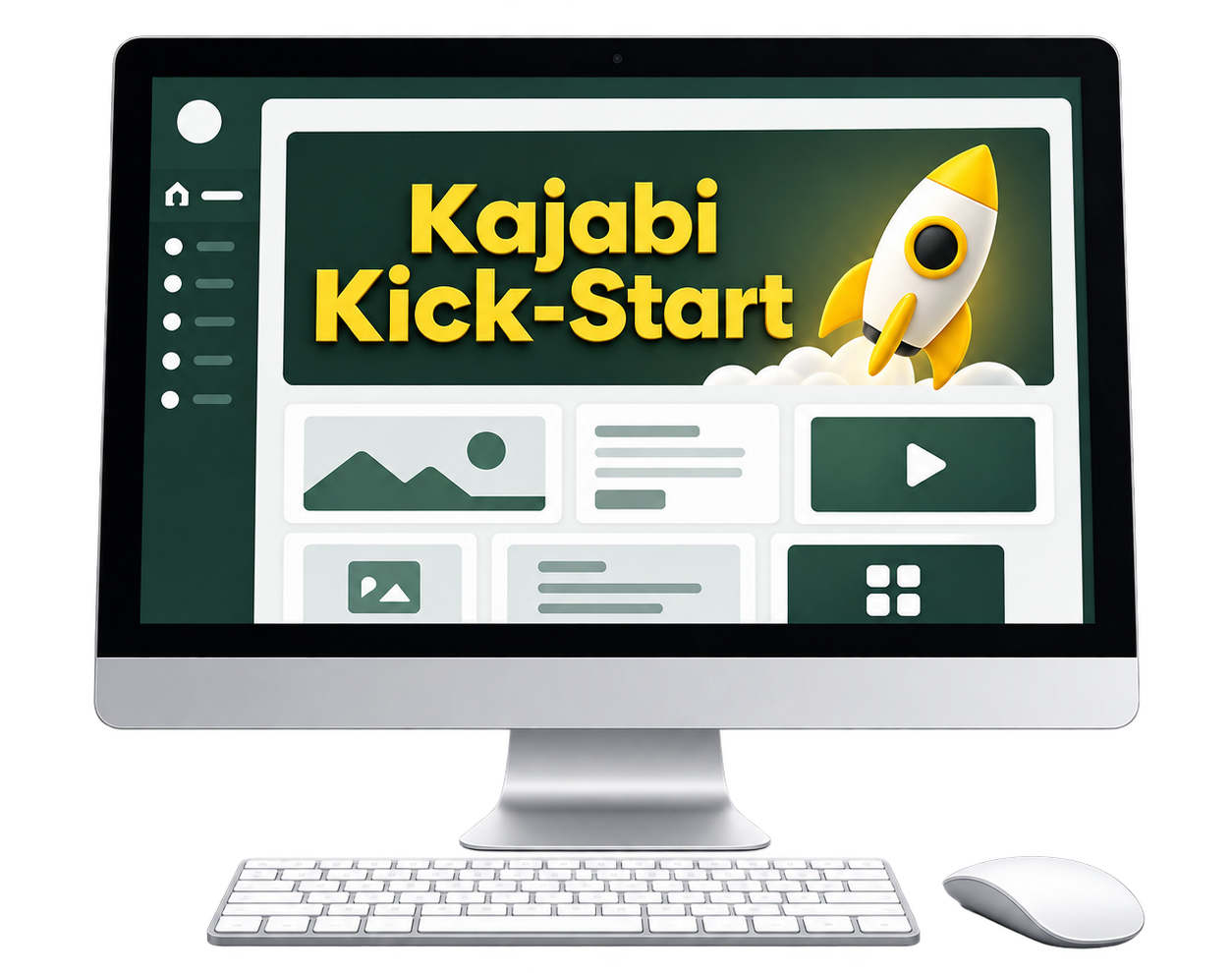 Kajabi Kick-Start course displayed on a desktop computer