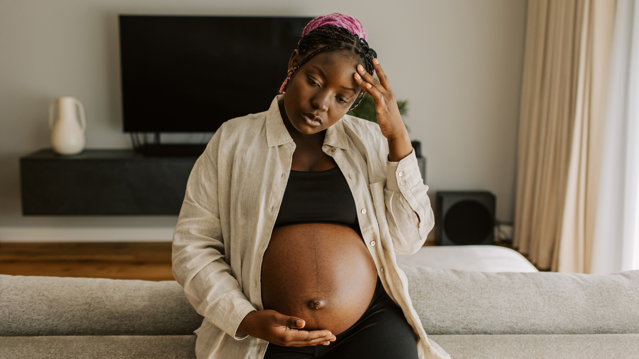 Pregnant woman preparing for a C-section