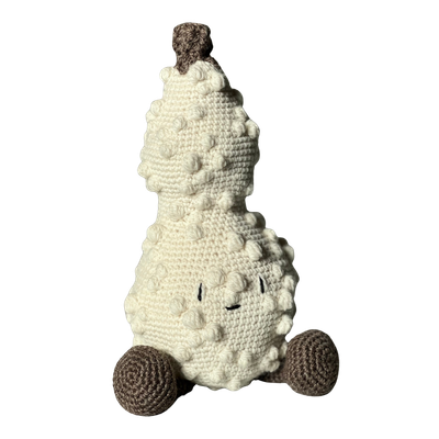 Warty Gourd, a cream crochet gourd with little feet