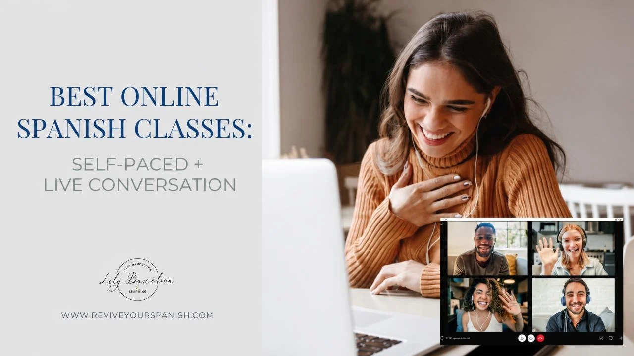 Adult learner in a live online Spanish conversation class