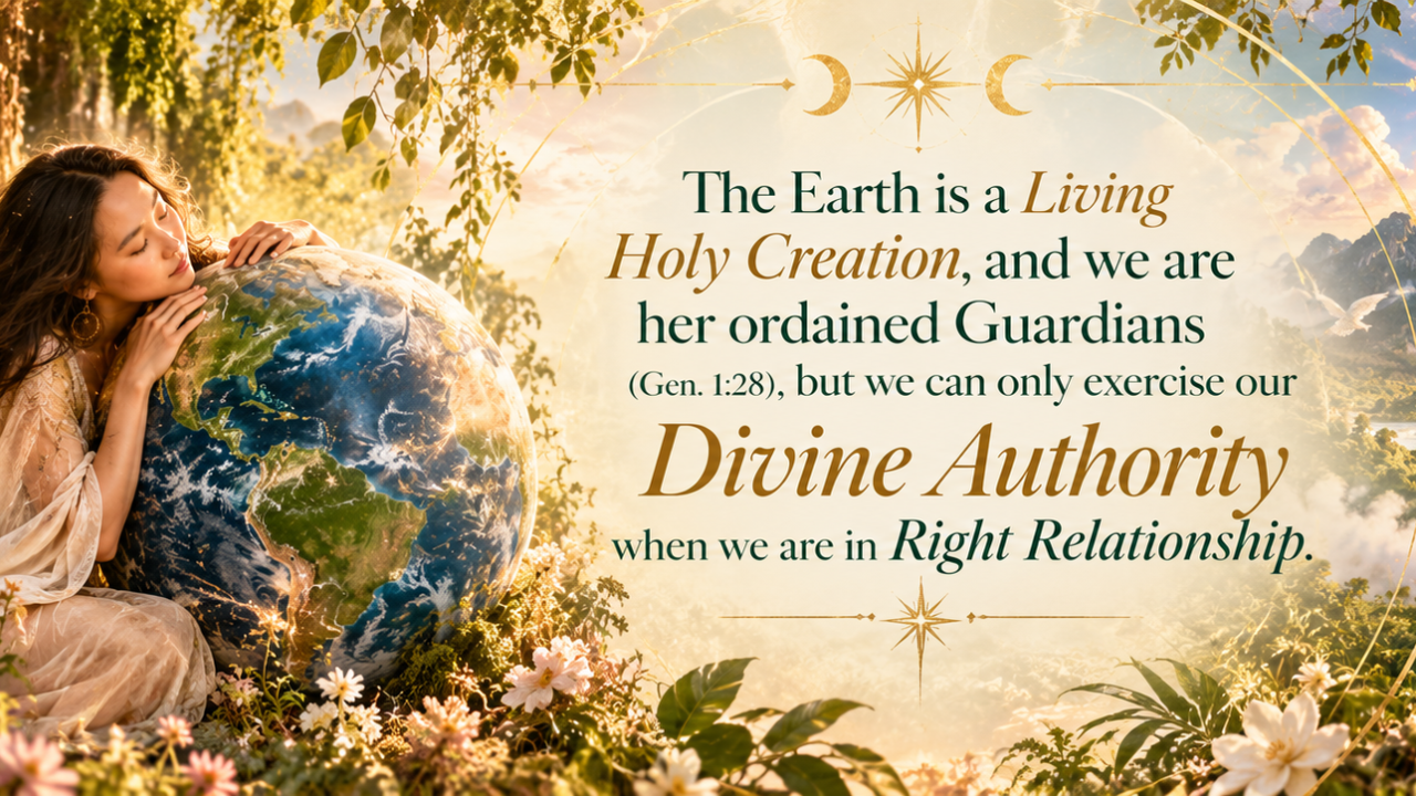 The Earth is a living, holy creation, and we are her ordained guardians, but we can only exercise our divine authority when we are in right relationship. 