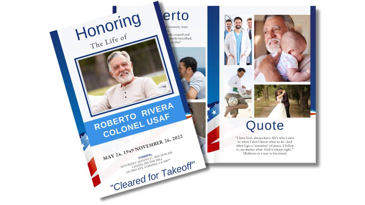 Editable Man Canva Funeral Program Template |Honor His Life