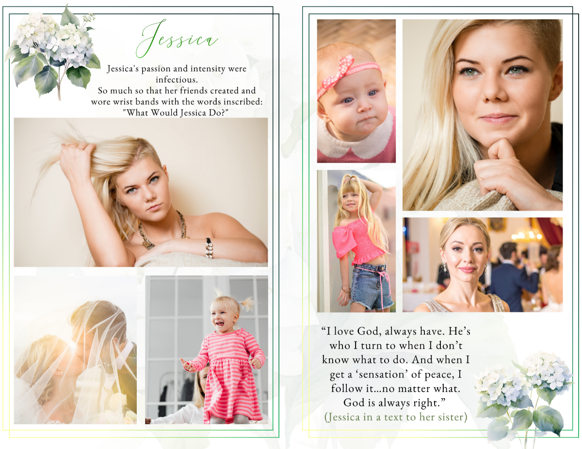 Photo collage and loving memories pages preserving meaningful life moments, cherished relationships, quiet strength, and the beautiful legacy of a deeply loved woman.