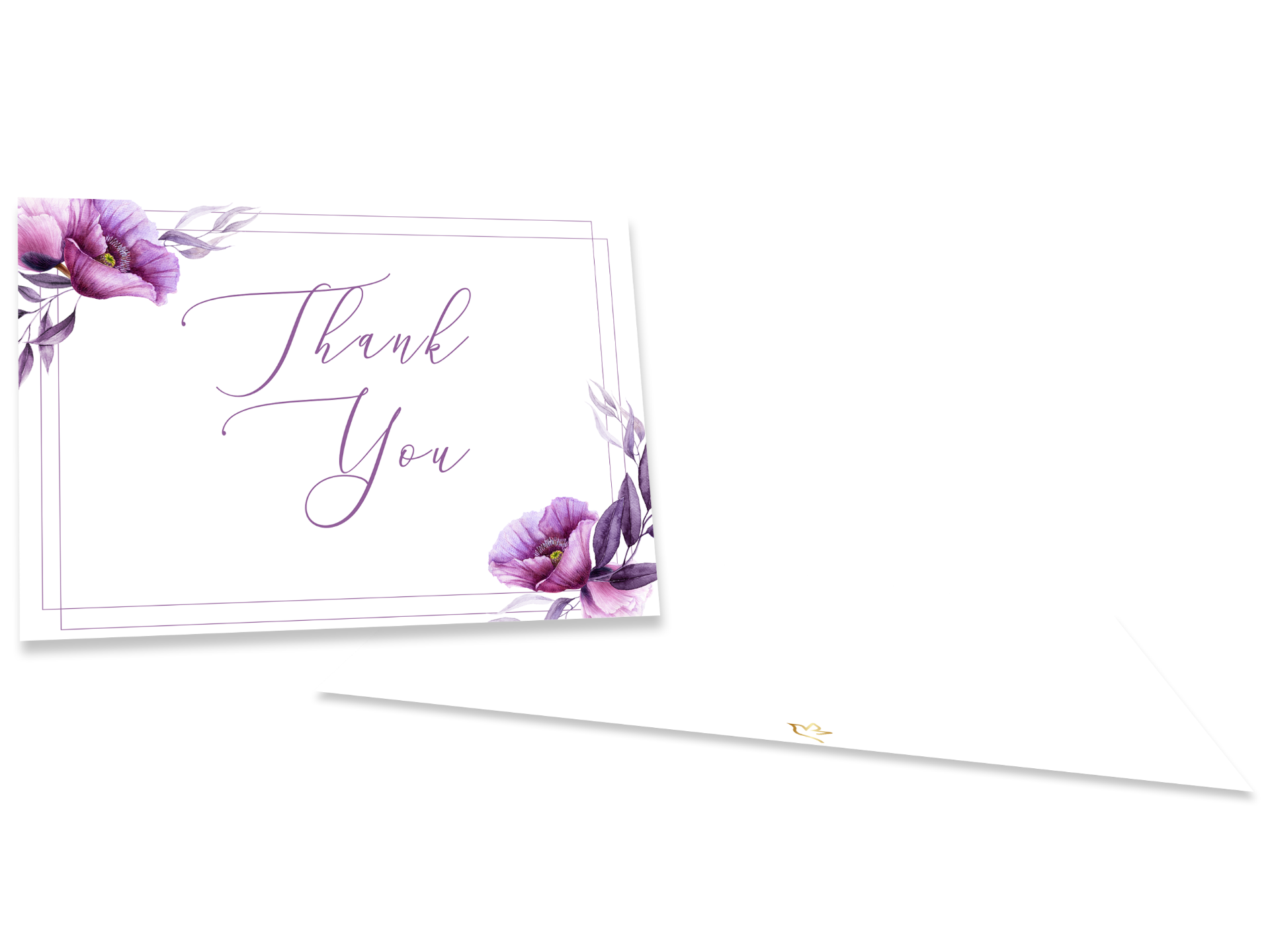 Restful Roses funeral thank you card template featuring elegant ivory and burgundy roses, delicate gold border accents, soft floral watercolor artwork, and graceful script typography on a folded 3.5 x 5 memorial thank you card design editable in Canva.