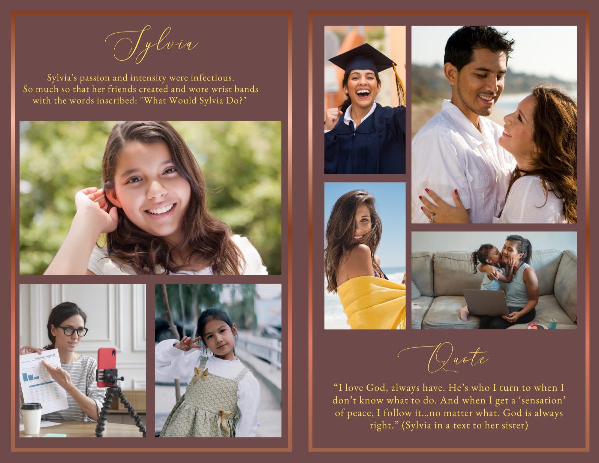 Photo collage and tribute pages showcasing family relationships, treasured friendships, special milestones, and heartfelt memories preserved in a lasting keepsake.