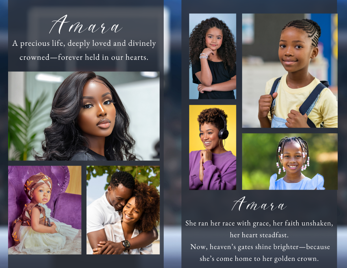 Photo collage and loving memories pages designed to preserve meaningful moments, family connections, and the spirit of a woman remembered with admiration and love.