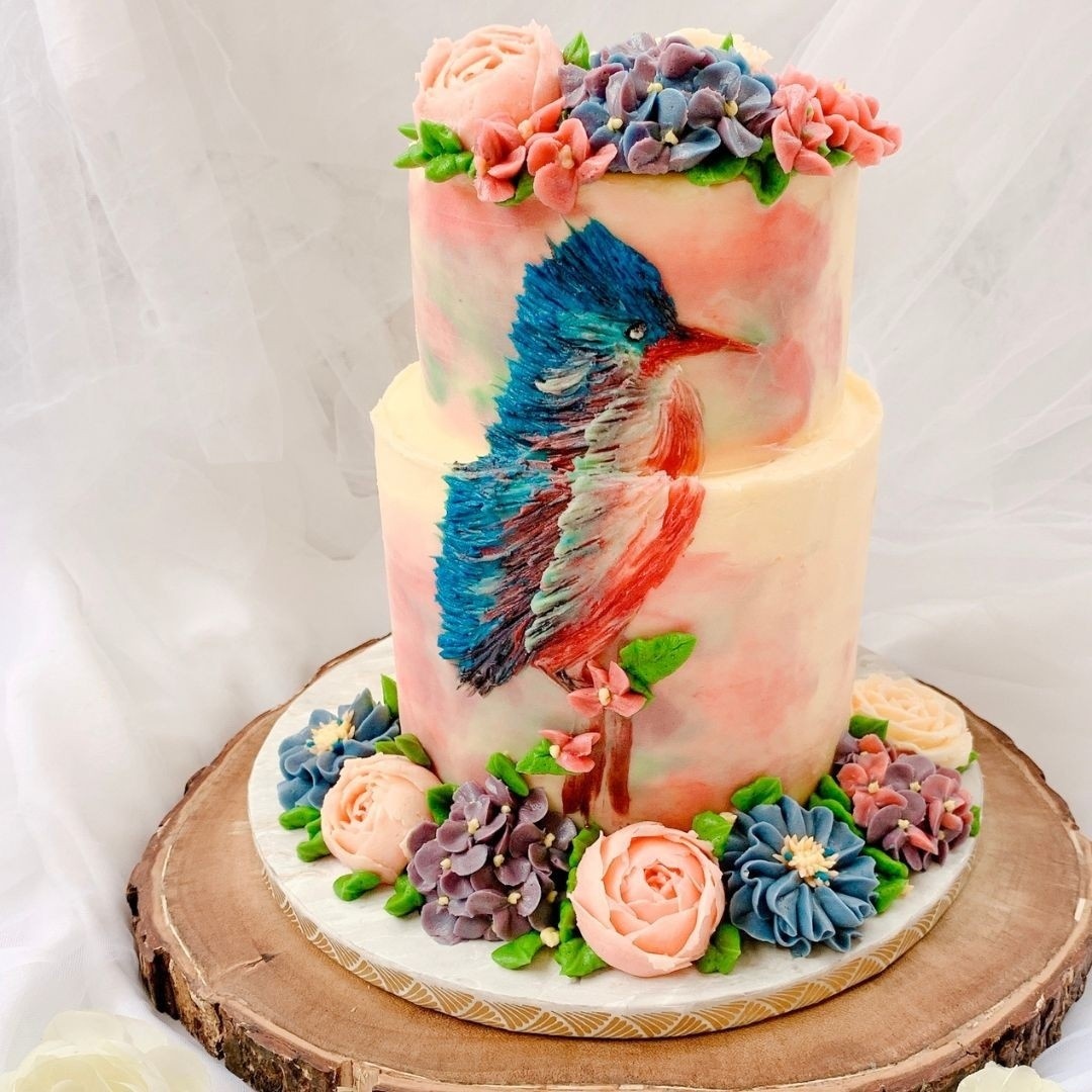 Palette Knife Painted Buttercream Bird