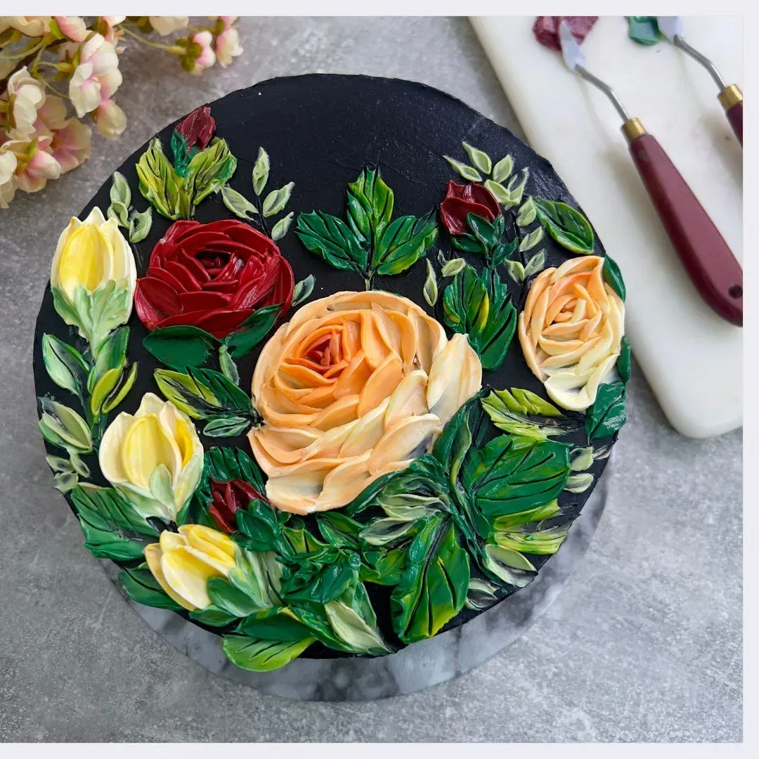 Rose Buttercream Blue Cake