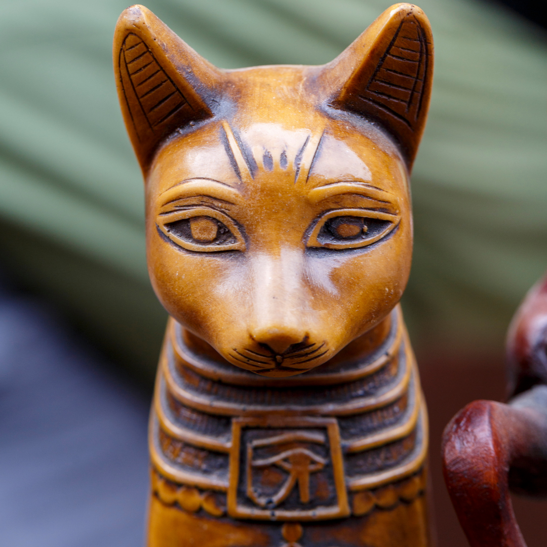 Close-up of an Egyptian cat statue